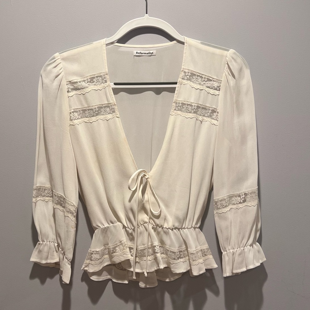 COPY - Reformation - Lace Blouse in White